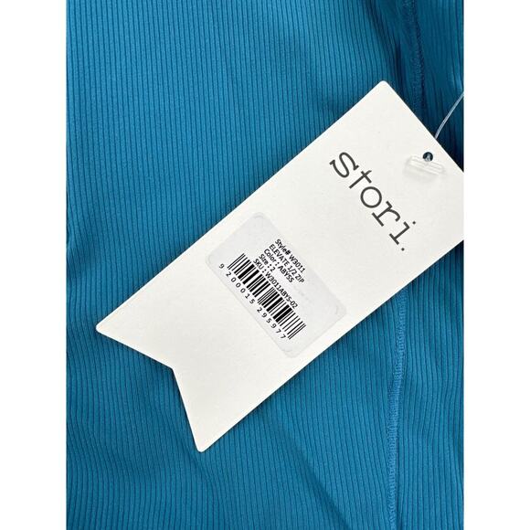 Stori - Elevate Half Zip Ribbed Top in Abyss Blue - Picture 2 of 3
